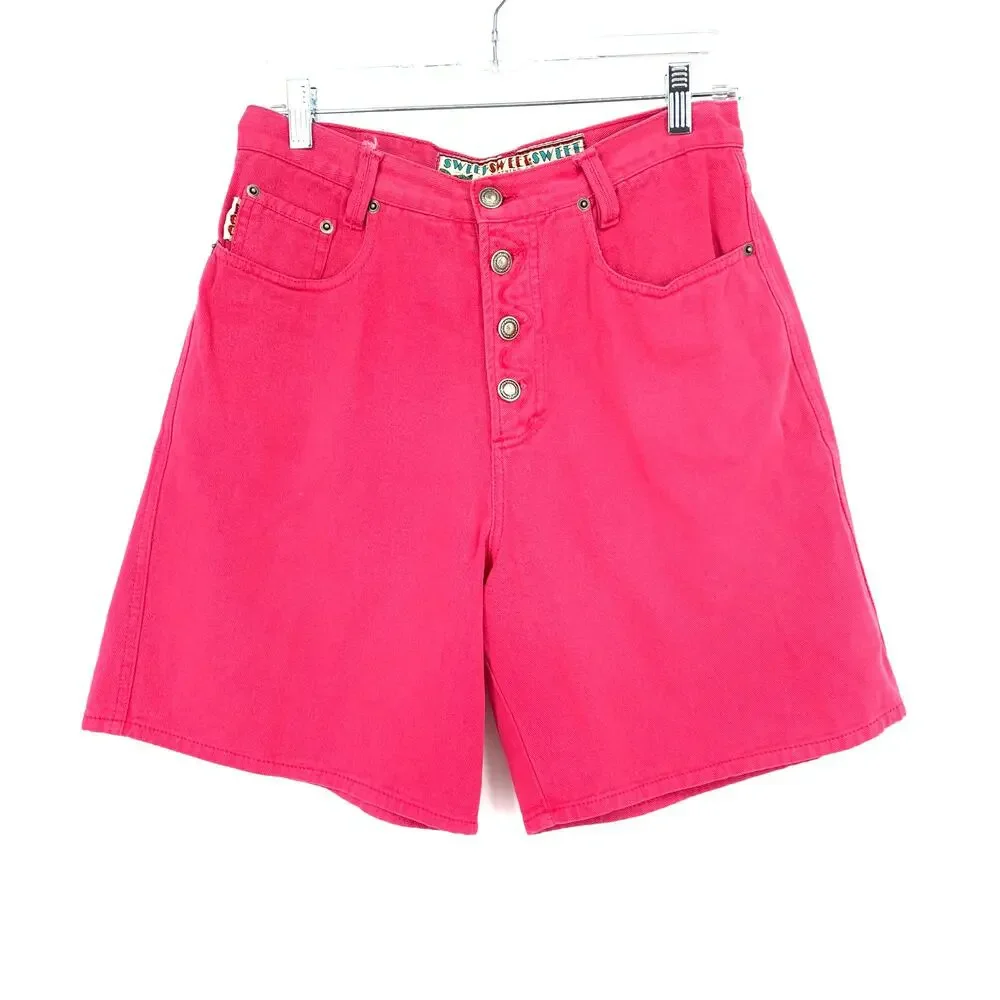 Vintage 90s Button Front Denim Shorts Womens Sz 30